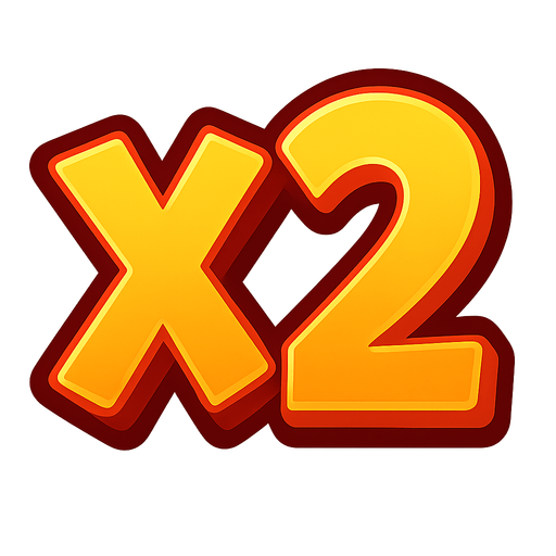X2 symbol.
In-Game asset.  2d.  High contrast.  No shadows