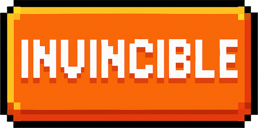 A button that has invincible written on it.
In-Game asset.  2d.  High contrast.  No shadows. pixel art