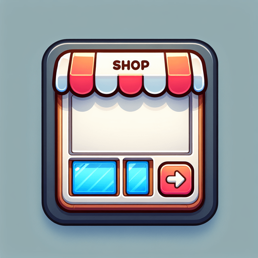 Shop_icon.
Single Game Texture.  In-Game asset.  2d.  Blank background.  High contrast.  No shadows
