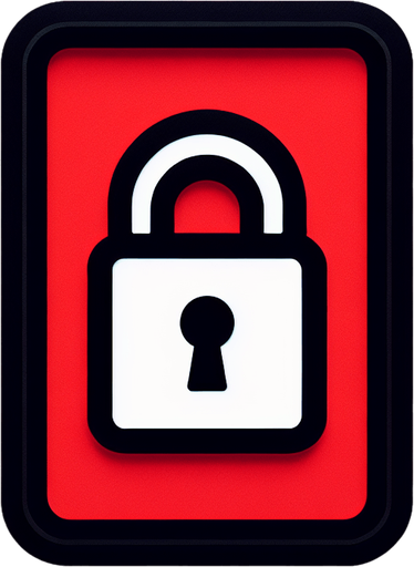 plain white lock icon with a thin black border. red background
