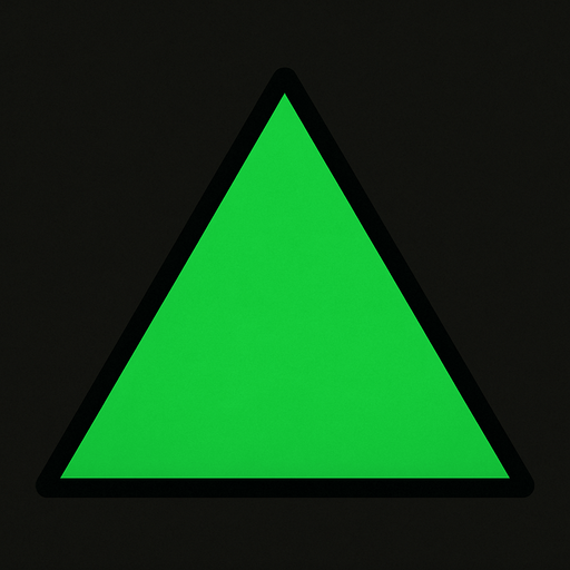 Bana yeşil bir üçgen yap.
In-Game asset.  2d.  High contrast.  No shadows