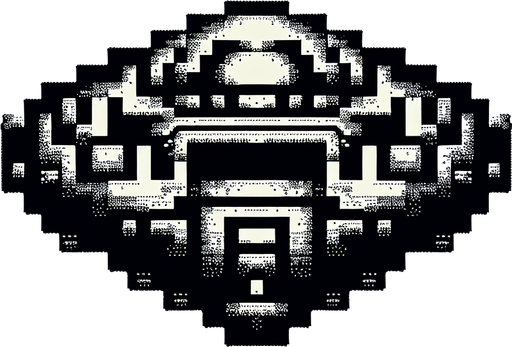 alien ship facing downwards.
Single Game Texture. In-Game asset. 2d. Blank background. High contrast. No shadows. Pixelated.