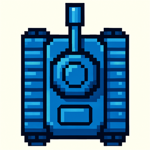 bird's eye view of a blue tank in old game style. from above.
In-Game asset.  2d.  High contrast.  No shadows