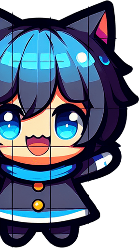 cubetto anime.
Single Game Texture. In-Game asset. 2d. Blank background. High contrast. No shadows.