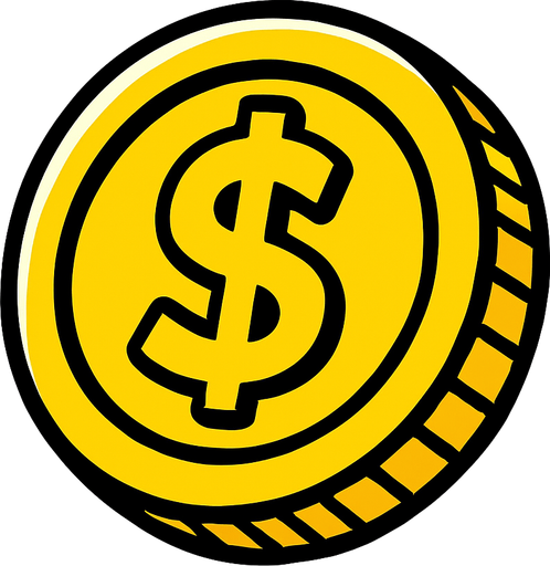 coin.
In-Game asset.  2d.  High contrast.  No shadows