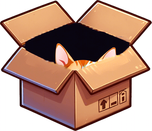 cute Chibi ginger cat look from the box into the camera. Cheeky, happy.