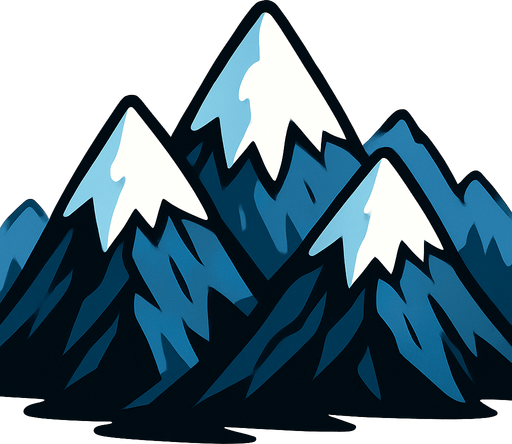 montañas con nieve en la punta animadas.
In-Game asset.  2d.  High contrast.  No shadows