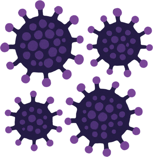 topdown view, small compact digital virus, dark purple core, clustered cell-like form, tiny spiky details, designed to appear in groups, minimal yet recognizable, fits motherboard environment.
In-Game asset.  2d.  High contrast.  No shadows