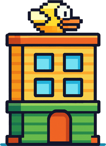 Make it flapy bird building.
In-Game asset.  2d.  No shadows