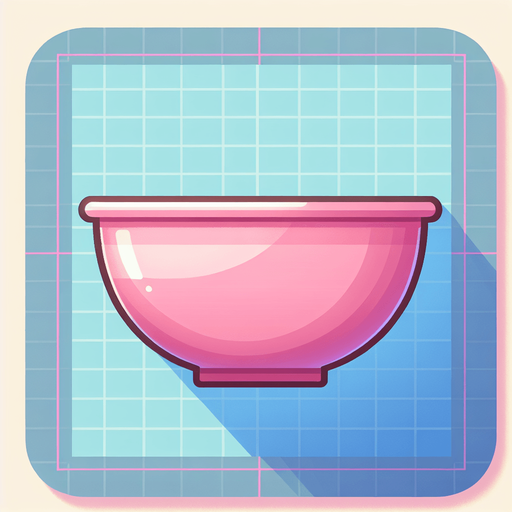 a pink kithen bowl. Single Game Texture. In-Game asset. 2d. Blank background. High contrast. No shadows.