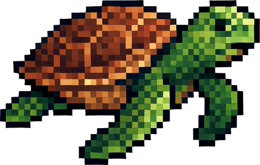 realistic pixel sea turtle.
In-Game asset.  2d.  High contrast.  No shadows