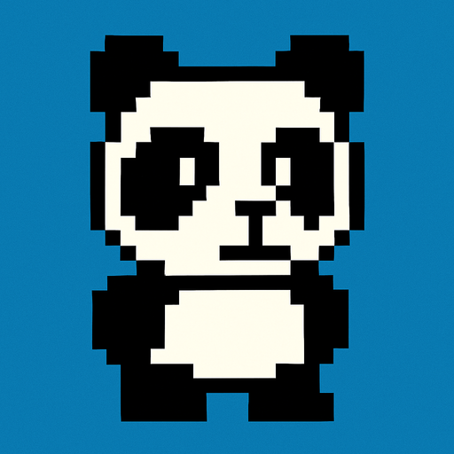 Panda 8bit.
In-Game asset.  2d.  High contrast.  No shadows