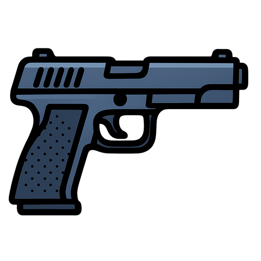 Gun.
In-Game asset.  2d.  High contrast.  No shadows