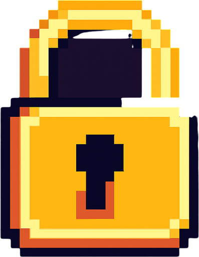 lock pixel art.
In-Game asset.  2d.  High contrast.  No shadows