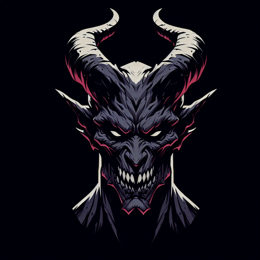 scary demon staring.
Single Game Texture. In-Game asset. 2d. Blank background. High contrast. No shadows.