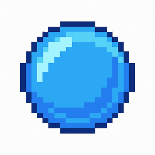 A blue transparent dome type shield ball . Simple graphics. Low details.
Single Game Texture. In-Game asset. 2d. Blank background. High contrast. No shadows. Pixel Art
