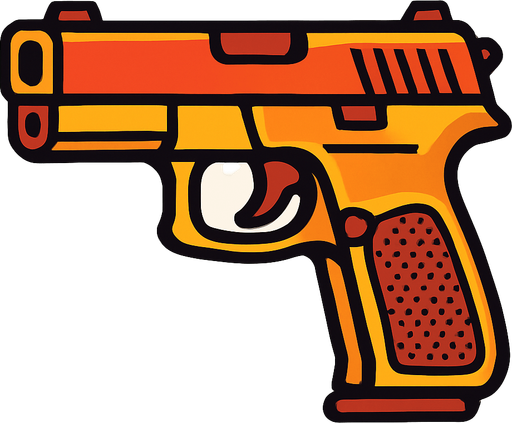 pistol.
In-Game asset.  2d.  High contrast.  No shadows