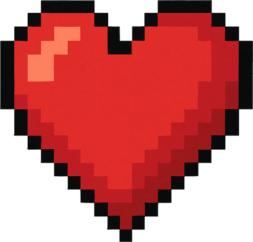 Pixel art Heart.
In-Game asset.  High contrast.  No shadows