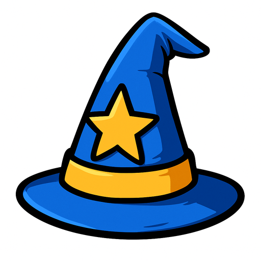 sombrero de mago de color azul 2d.
In-Game asset.  2d.  High contrast.  No shadows