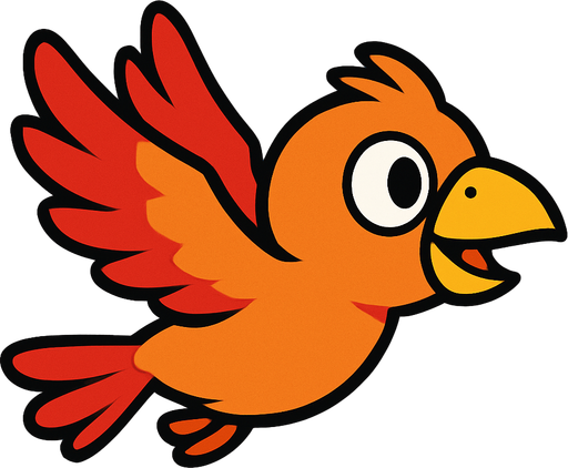 ave volando version caricatura.
In-Game asset.  2d.  High contrast.  No shadows