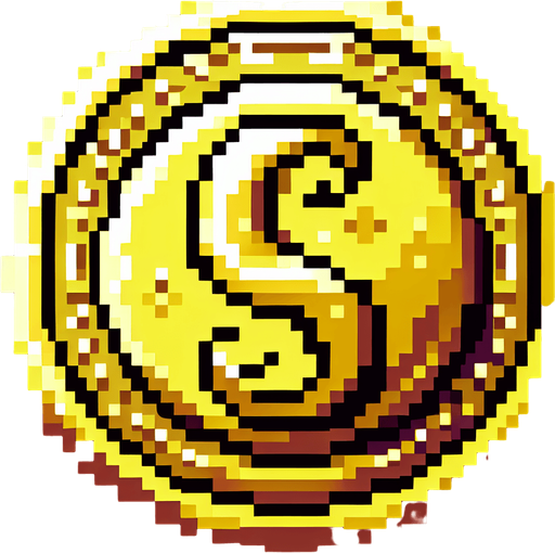 A gold coin. 8 bit pixel art.
Single Game Texture.  In-Game asset.  2d.  Blank background.  High contrast.  No shadows