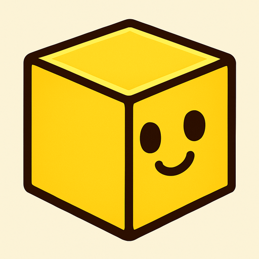 The cube of this game should have a smiling face, be yellow, have no hands or feet, be 3D and look cute..
In-Game asset.  2d.  High contrast.  No shadows