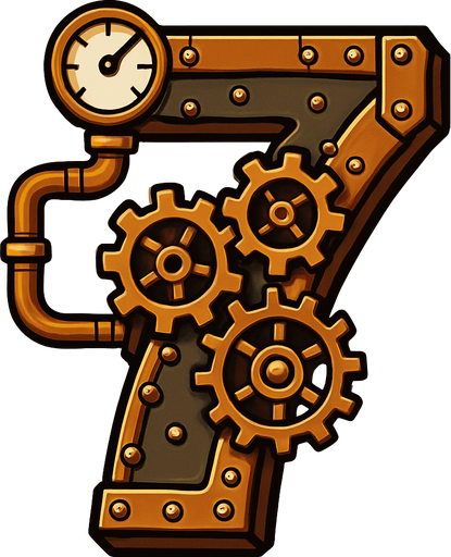 numero 7 en estilo steampunk.
In-Game asset.  2d.  High contrast.  No shadows