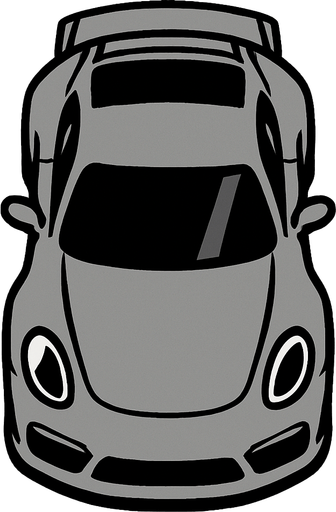 Grey sports car arcade top view.
In-Game asset.  2d.  High contrast.  No shadows