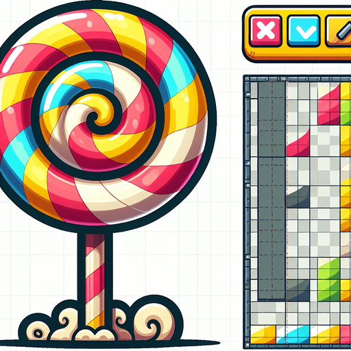 Create a cartoon-style lollipop tower as an obstacle in a helicopter game. The tower should look like a giant stacked swirl lollipop with a stick base, colorful stripes, and a playful vibe. Use bold outlines and a candy theme..
Single Game Texture.  In-Game asset.  2d.  Blank background.  High contrast.  No shadows