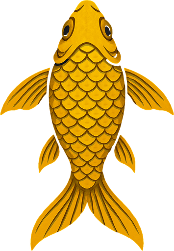 a gold dark fish seen from top to bottom.
In-Game asset.  2d.  High contrast.  No shadows