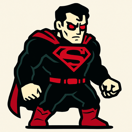 Dark superman 2d game.
In-Game asset.  2d.  High contrast.  No shadows