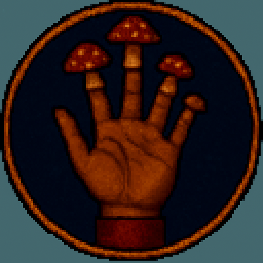 A hand with its fingers symbolizing fungus