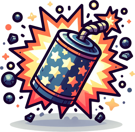 a magic crackers boom effect.
Single Game Texture.  In-Game asset.  2d.  Blank background.  High contrast.  No shadows