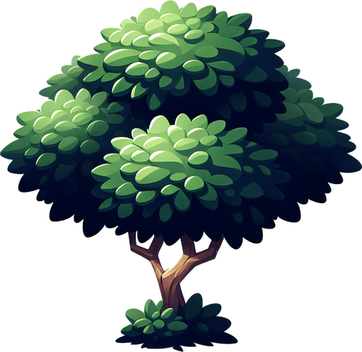 bush.
Single Game Texture. In-Game asset. 2d. Blank background. High contrast. No shadows.