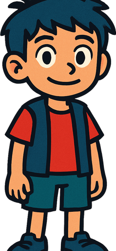 Petit garçon de 12 ans.
In-Game asset.  2d.  High contrast.  No shadows