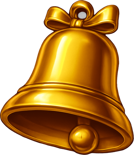 Crea un asset para el símbolo 'D' de Megaways: una Campana Dorada.
Una campana clásica de tragamonedas, pero con un acabado dorado metálico y pulido. Debe tener un brillo sutil y un diseño elegante. Puede tener un pequeño lazo o detalles decorativos. Estilo de casino tradicional y lujoso. Fondo transparente. Símbolo de ganancias (25x).
In-Game asset.  2d.  High contrast.  No shadows