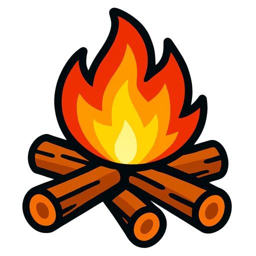 a campfire.
In-Game asset.  2d.  High contrast.  No shadows