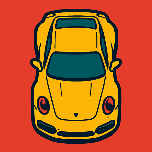 porshe seen from top.
In-Game asset.  2d.  High contrast.  No shadows