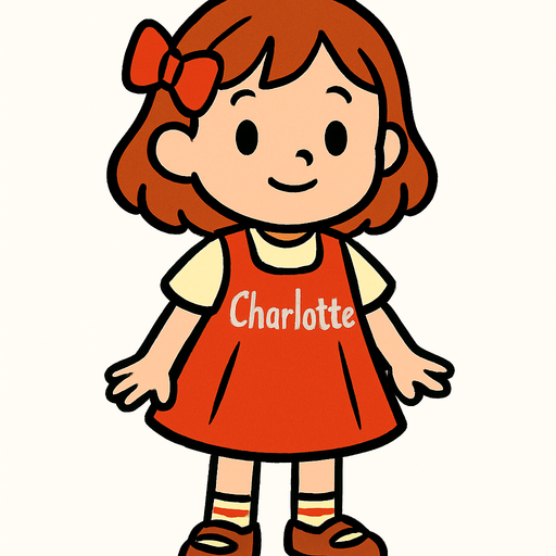 Petite fille nommée charlotte.
In-Game asset.  2d.  High contrast.  No shadows