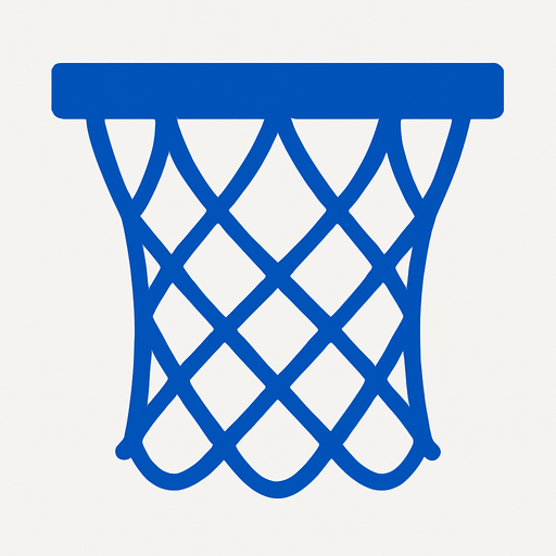 Make me a 2d basketball hoop net in blue color. In-Game asset. 2d. High contrast. No shadows.
In-Game asset.  2d.  High contrast.  No shadows