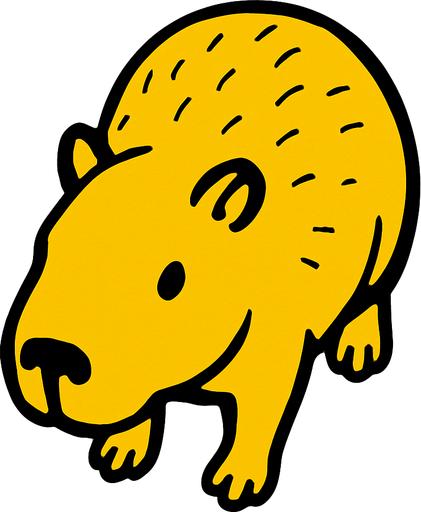 yellow capybara top view.
In-Game asset.  2d.  High contrast.  No shadows