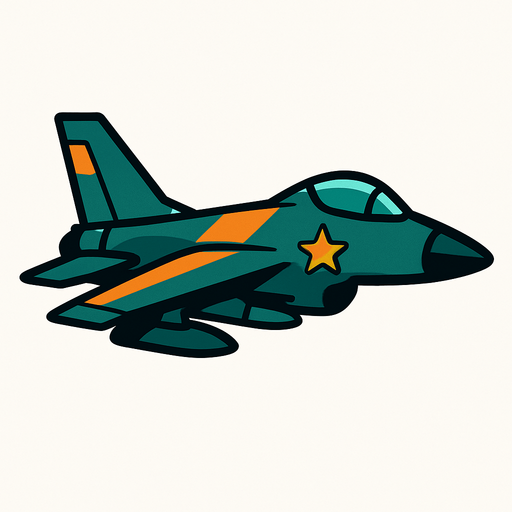 2D Düz bir savaş uçağı.
In-Game asset.  2d.  High contrast.  No shadows