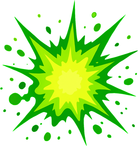 Explosión verde.
In-Game asset.  2d.  High contrast.  No shadows