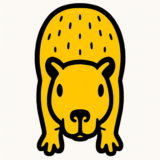 yellow capybara top view.
In-Game asset.  2d.  High contrast.  No shadows