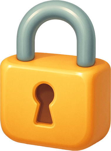 A padlock. Cute soft graphics. soft ambient light. semi-matte to satin surfaces. naturalistic with slight saturation boost colors. Tone is premium, friendly, clean with lifestyle or service-oriented appeal.
In-Game asset.  2d.  High contrast.  No shadows