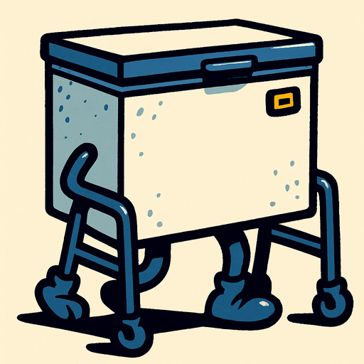 yürüyen derin dondurucu.
In-Game asset.  2d.  High contrast.  No shadows