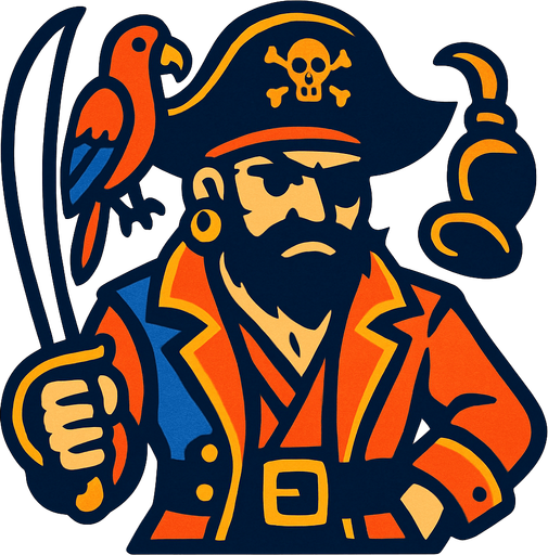 A pirate.
In-Game asset.  2d.  High contrast.  No shadows
