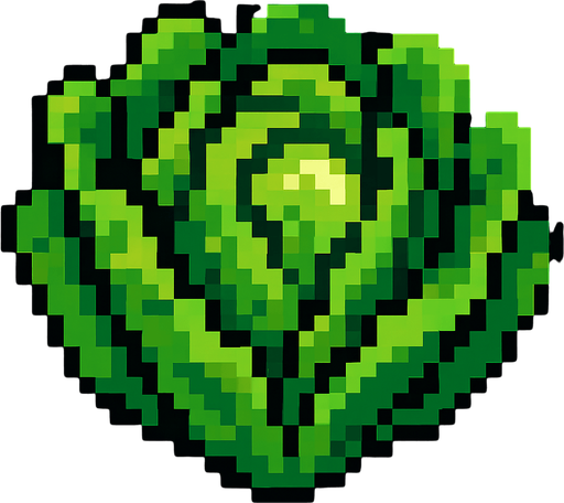 lechuga de pixeles.
In-Game asset.  2d.  High contrast.  No shadows