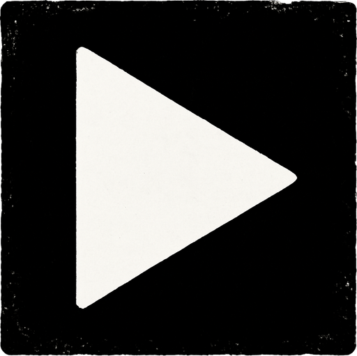 Un simbolo de continuar sin letras, como un triangulo.
In-Game asset.  2d.  High contrast.  No shadows