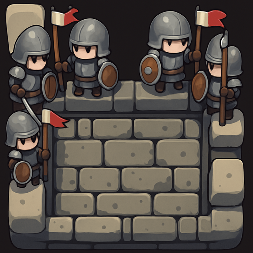 Este mismo pero agrega soldados muy pequeños sobre las torres